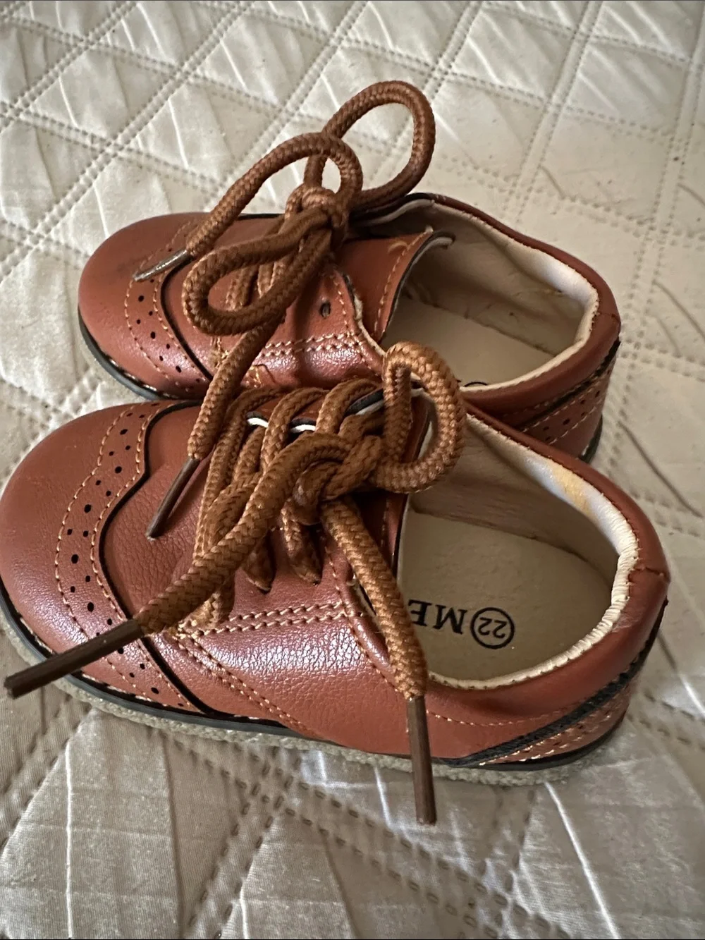 Toddler Tan Brogue Lace-Up Dress Shoes